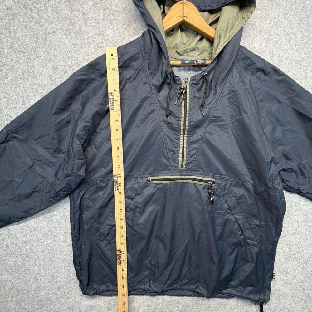 Vintage Gap Anorak Jacket Mens Medium Navy Blue Hooded Pullover 1/2 Zip Up
